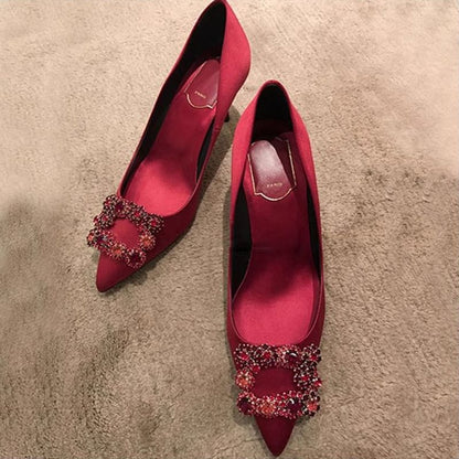 Rhinestone Pumps Kitten Heel Pointed