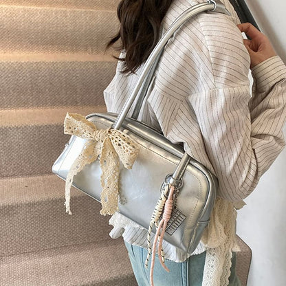 Bowler Leather Bag Faux Lettering