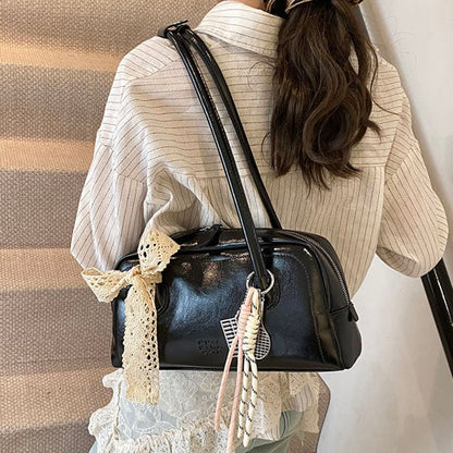 Bowler Leather Bag Faux Lettering