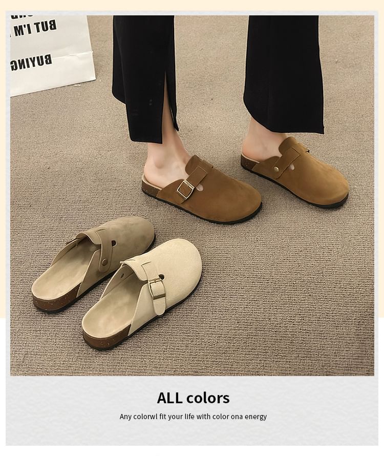 Platform Mules Plain Buckled