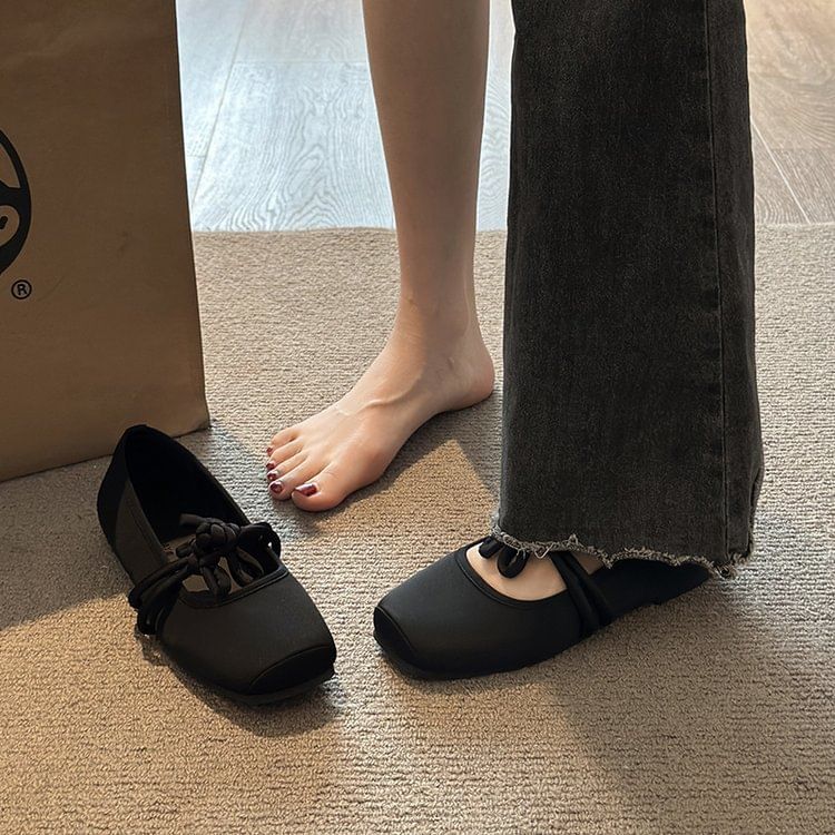 Frog Jane Mary Square Plain Toe Flats Buttoned