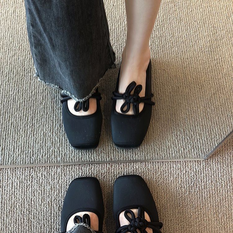 Frog Jane Mary Square Plain Toe Flats Buttoned