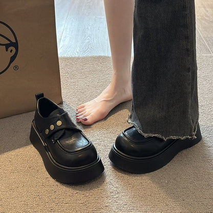 Strap Faux Platform Leather Adhesive Shoes Plain