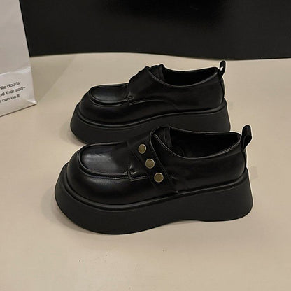Strap Faux Platform Leather Adhesive Shoes Plain
