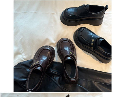 Strap Faux Platform Leather Adhesive Shoes Plain