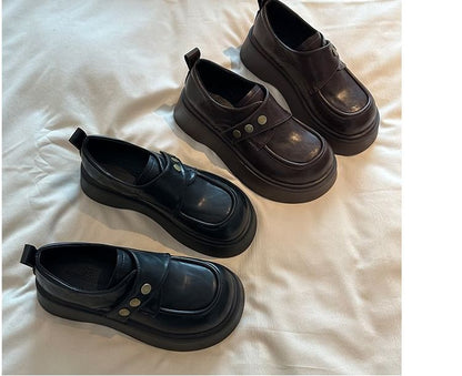 Strap Faux Platform Leather Adhesive Shoes Plain