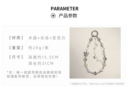 Phone Faux Strap Butterfly Pearl Crystal