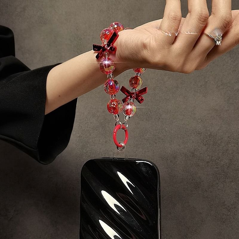 Crystal Phone Bow Strap Faux