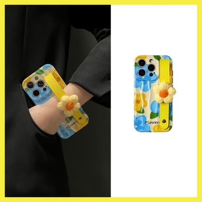 with Phone Strap Floral Case