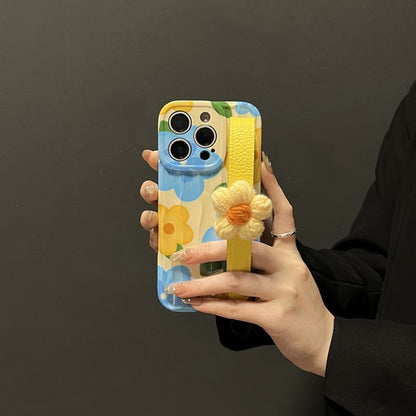 with Phone Strap Floral Case