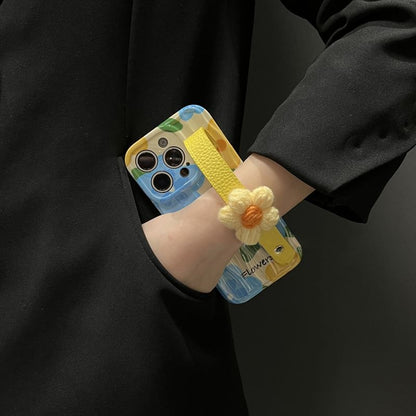 with Phone Strap Floral Case