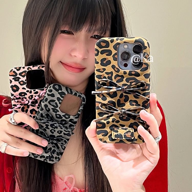 Leopard Case Bow Print Phone