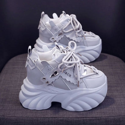 Platform Lettering Sneakers Lace-Up