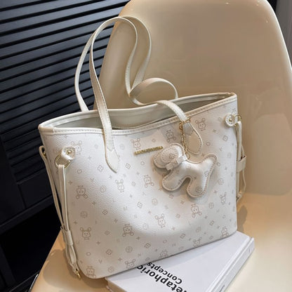 Bag Leather Drawstring Patterned Faux Tote