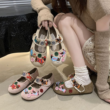 Applique Cartoon Animal Jane Mary Shoes