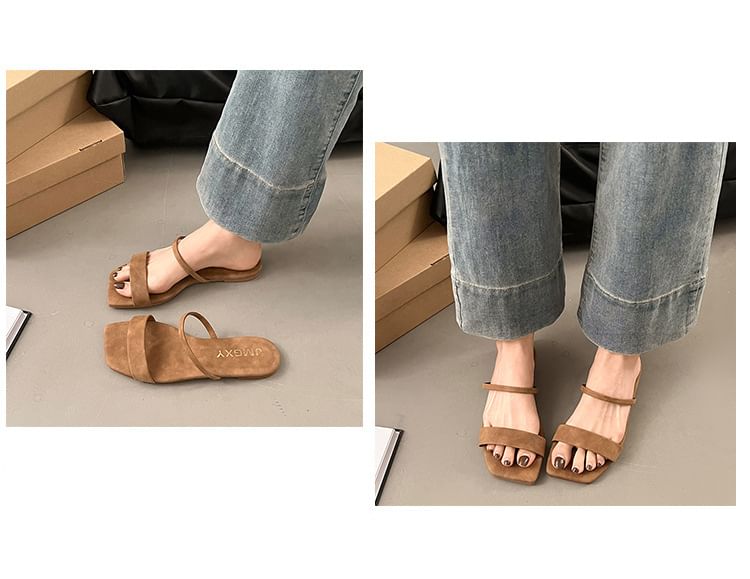 Slide Square Plain Toe Sandals