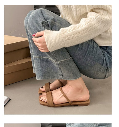 Slide Square Plain Toe Sandals