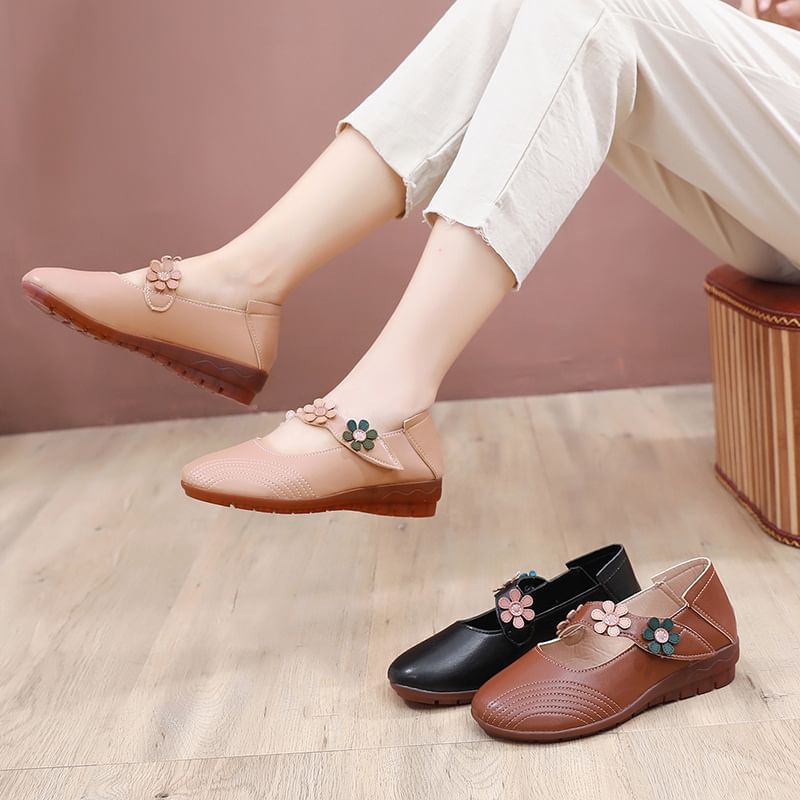 Flower Mary Leather Shoes Detail Jane Faux