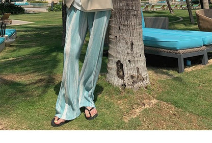 Pants Patterned Wide Pleated Print Rise Leg High