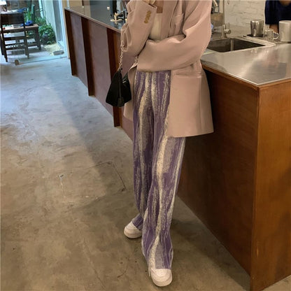 Pants Patterned Wide Pleated Print Rise Leg High
