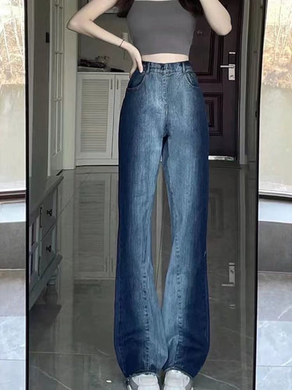 High Leg Wide Washed Jeans Waist