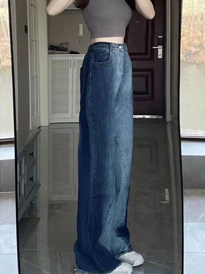 High Leg Wide Washed Jeans Waist