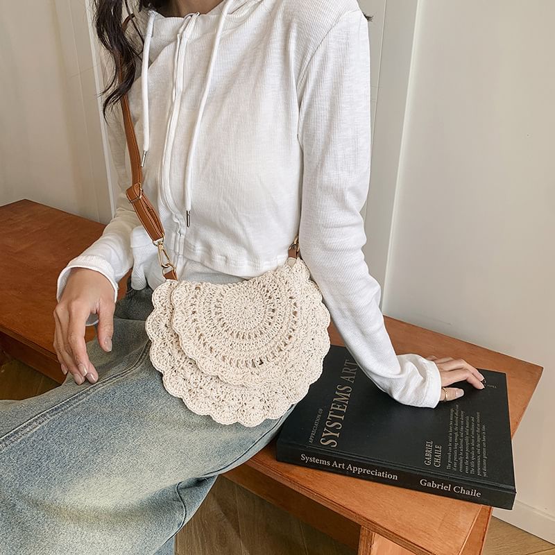 Sample Crochet Lace Flap Crossbody Bag