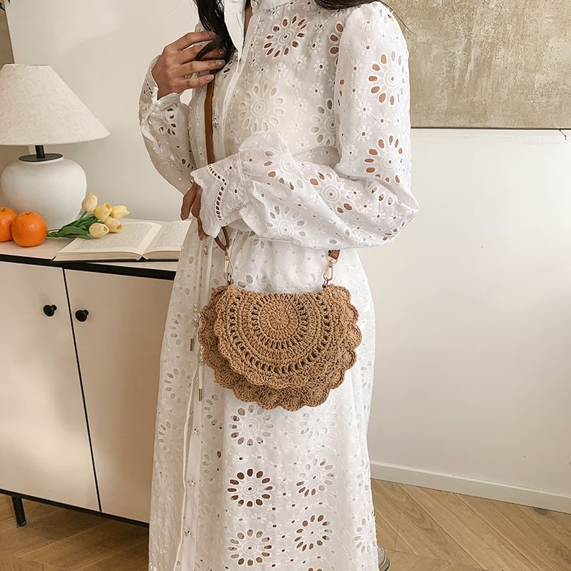Sample Crochet Lace Flap Crossbody Bag