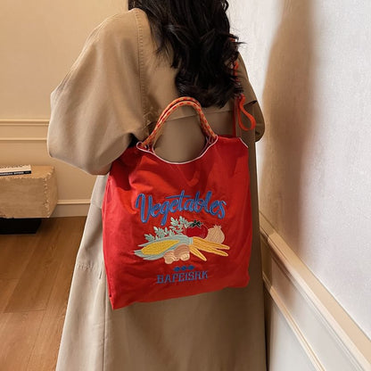 Sample Vegetable Embroidered Tote Bag