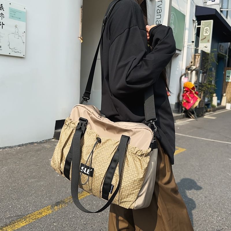 Sample Plaid Panel Drawstring Buckled Crossbody Bag