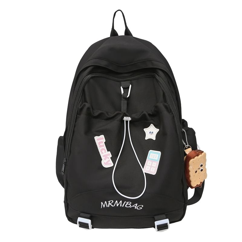 Sample Color Block Letter Embroidered Drawstring Backpack