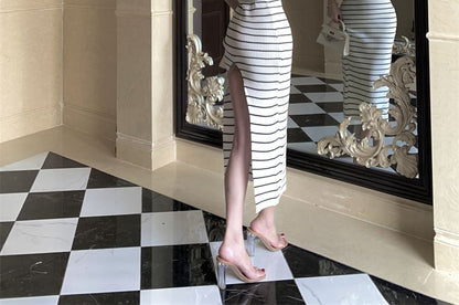 Wholesale Sample Striped Midi Sheath Tube Dress