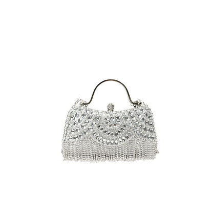 Sample Rhinestone Tasseled Chain Crossbody Bag