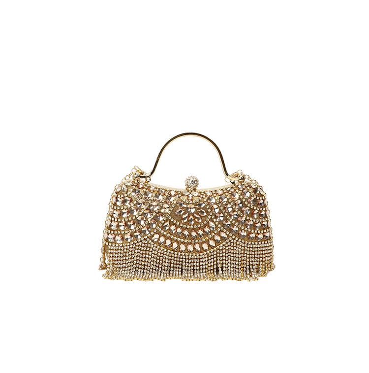 Sample Rhinestone Tasseled Chain Crossbody Bag