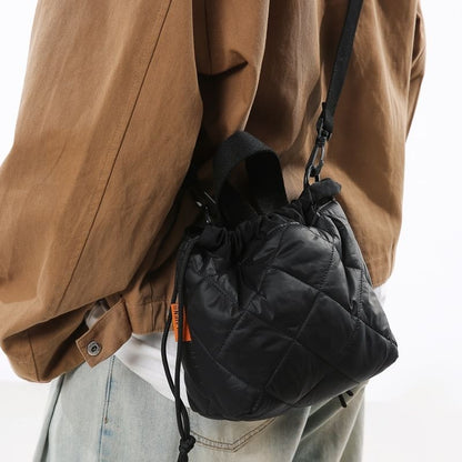 Sample Two-Tone Quilted Drawstring Crossbody Bag