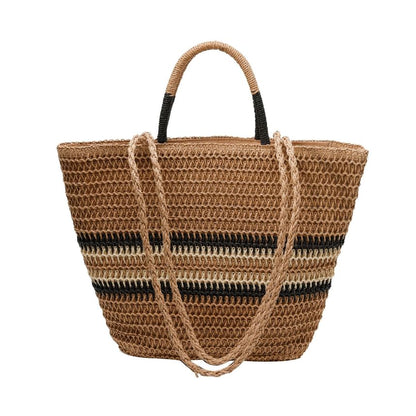 Sample Striped Top Handle Woven Crossbody Bag