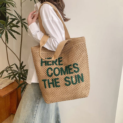 Sample Letter Embroidered Woven Tote Bag