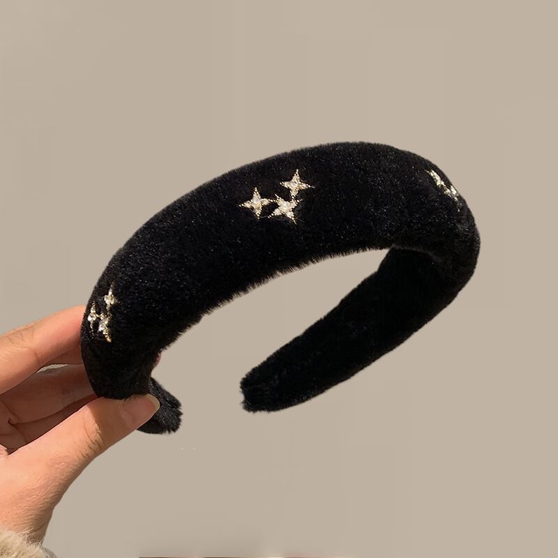 Fluffy Headband Rhinestone Star