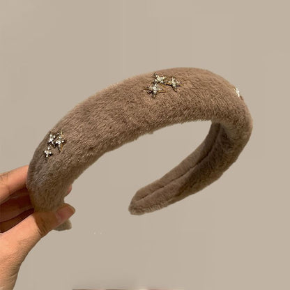 Fluffy Headband Rhinestone Star