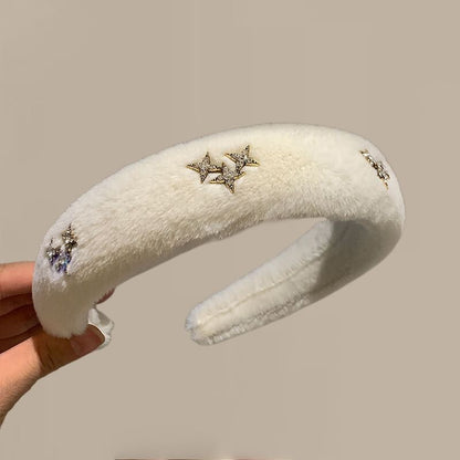 Fluffy Headband Rhinestone Star