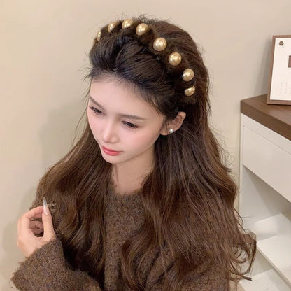 Fluffy Headband Faux Pearl