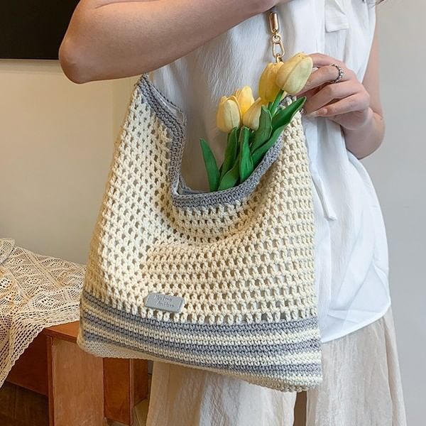 Sample Woven Striped Tote Bag