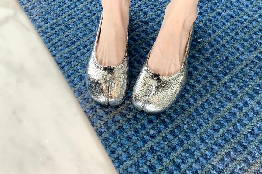 Flats Toe Genuine Leather Metallic Split
