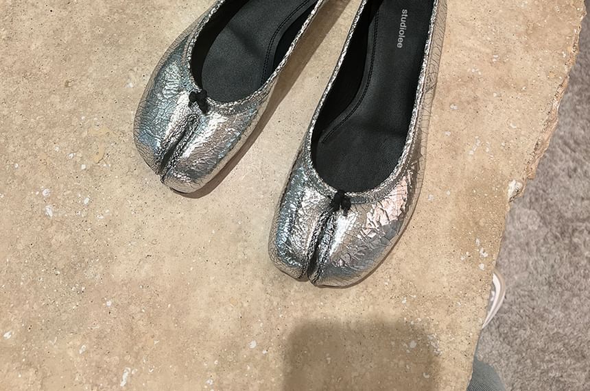 Flats Toe Genuine Leather Metallic Split