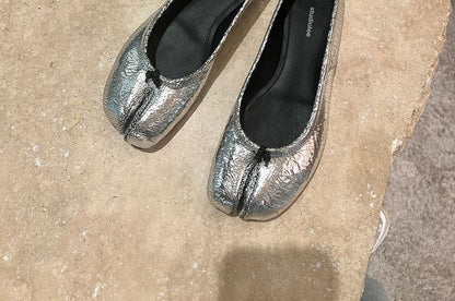 Flats Toe Genuine Leather Metallic Split