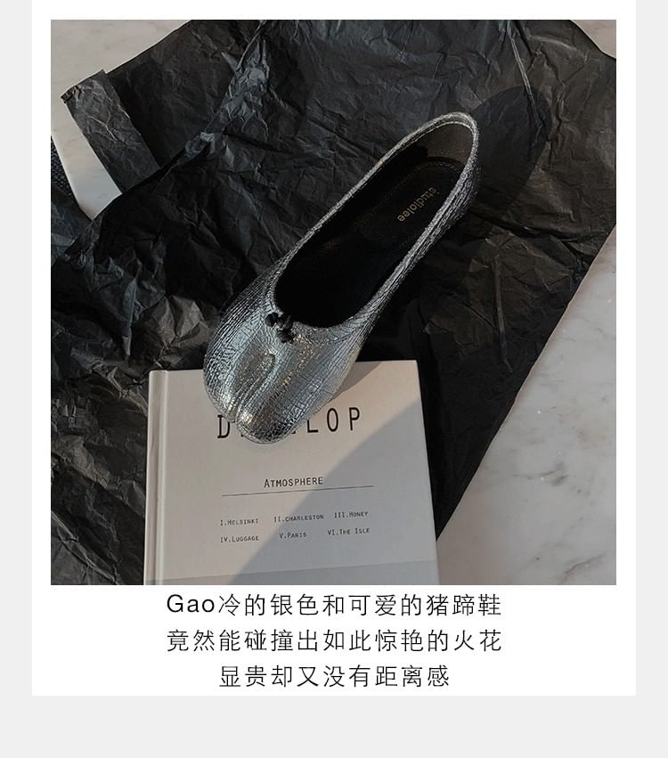 Flats Toe Genuine Leather Metallic Split