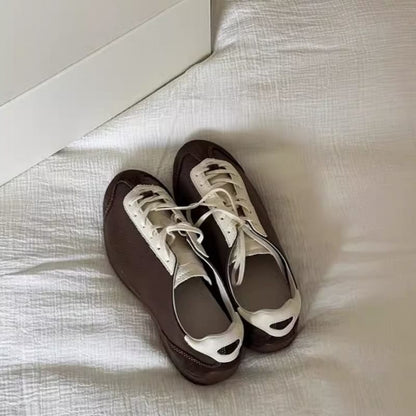 Sneakers Two Lace-Up Tone Genuine Leather