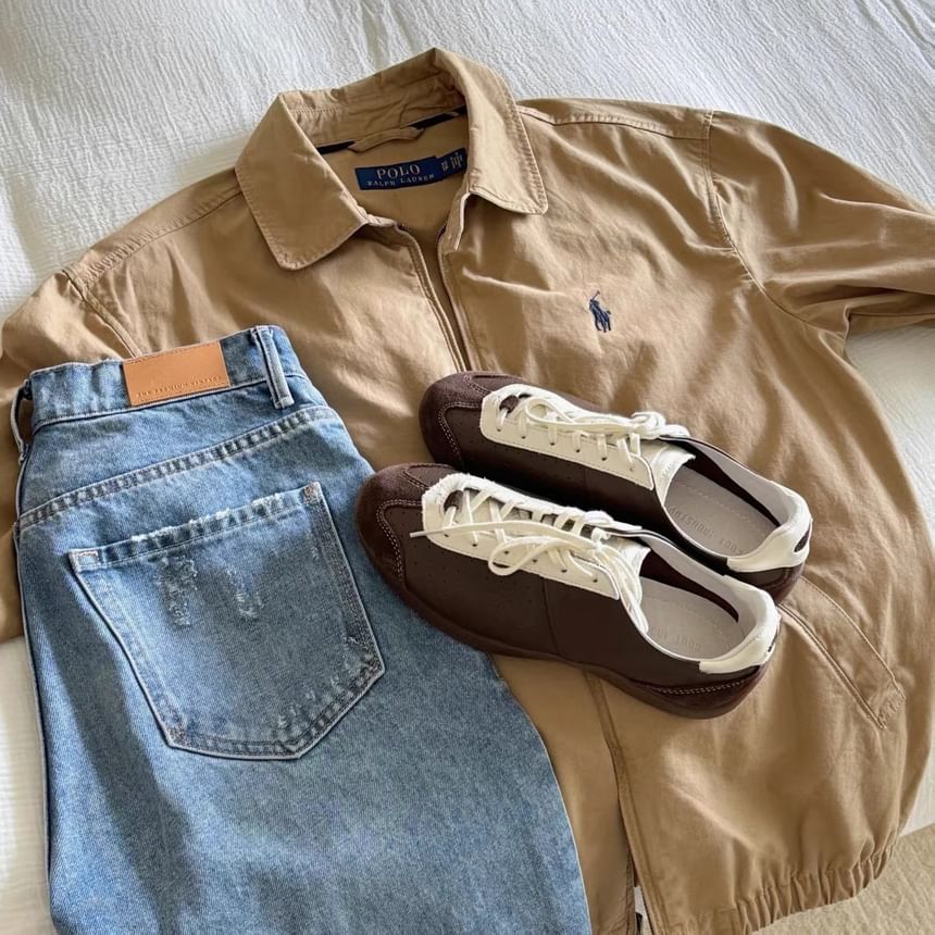 Sneakers Two Lace-Up Tone Genuine Leather