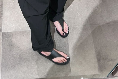 Genuine Sandals Leather Thong Slingback Plain