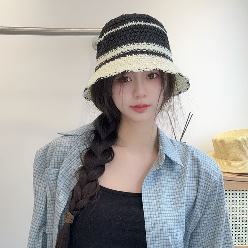 Striped Knit Bucket Hat